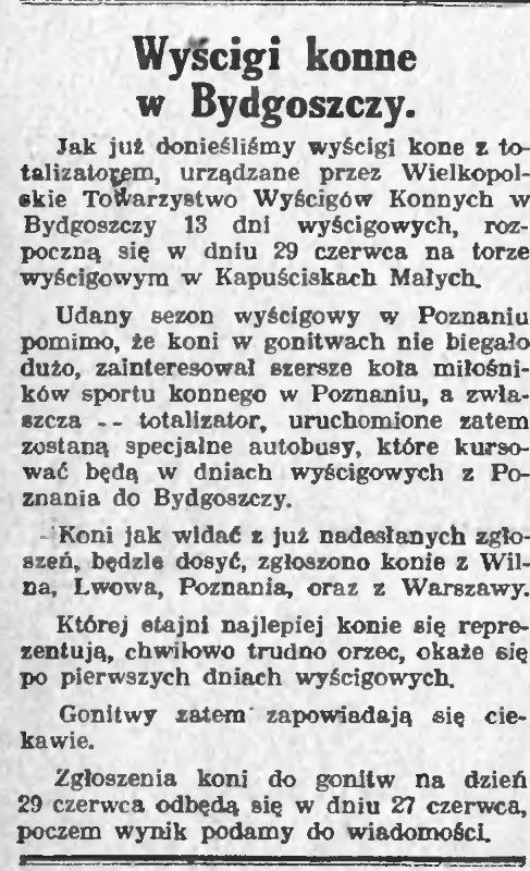 Wyścigi konne w Bydgoszczy Gazeta Sportowa 26 czerwiec 1930 (Custom).jpg