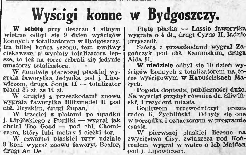 Wyścigi konne z totalizatorem  Gazeta Bydgoska 22 lipiec 1930 (Custom).jpg