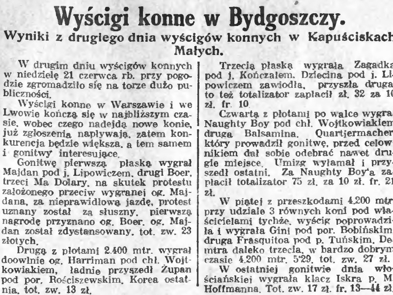 Wyścigi konne z totalizatorem  Gazeta Bydgoska 23 czerwca 1931 (Custom).jpg