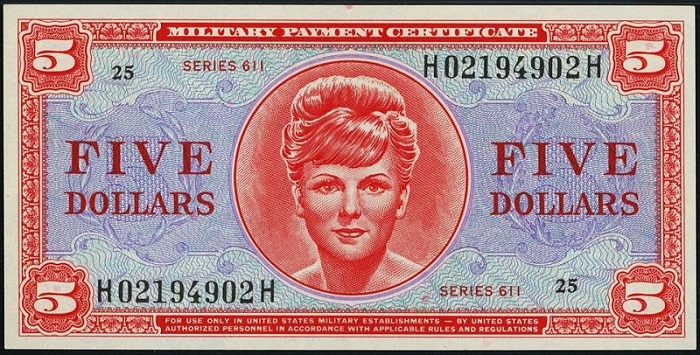 5 Dollars Military Payment Certificates, Series 611.JPG