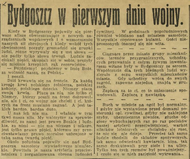 Bydgoszcz w pierwszym dniu wojny Dziennik Bydgoski 3.09.39.JPG